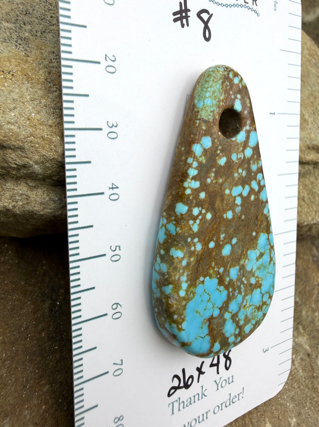 RARE Number 8 Turquoise (Nevada) (Large Hole) Focal Pendant