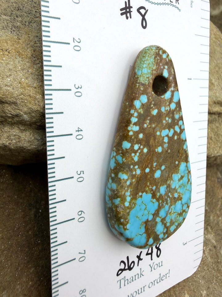RARE Number 8 Turquoise (Nevada) (Large Hole) Focal Pendant