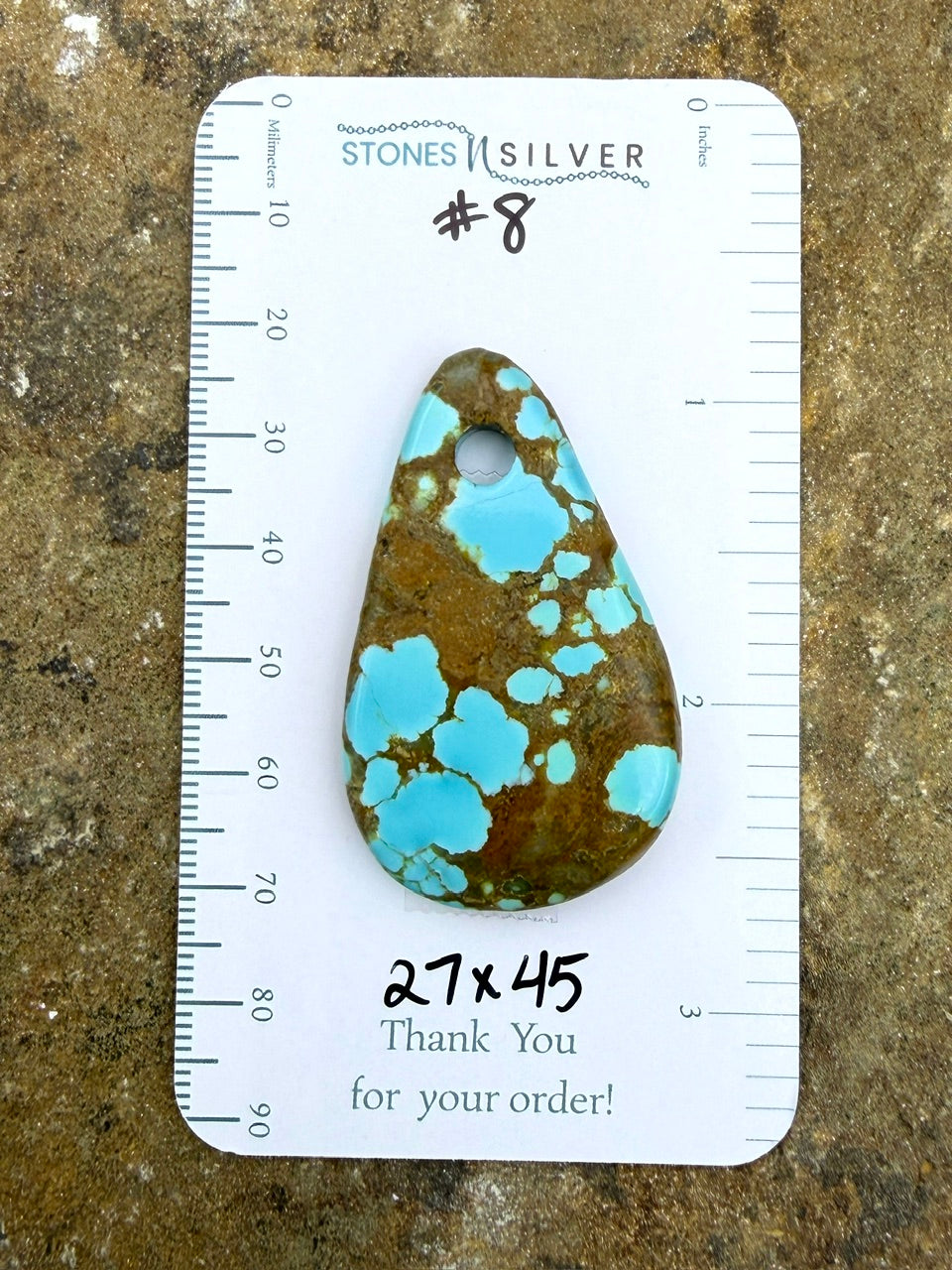 RARE Number 8 Turquoise (Nevada) (Large Hole) Focal Pendant