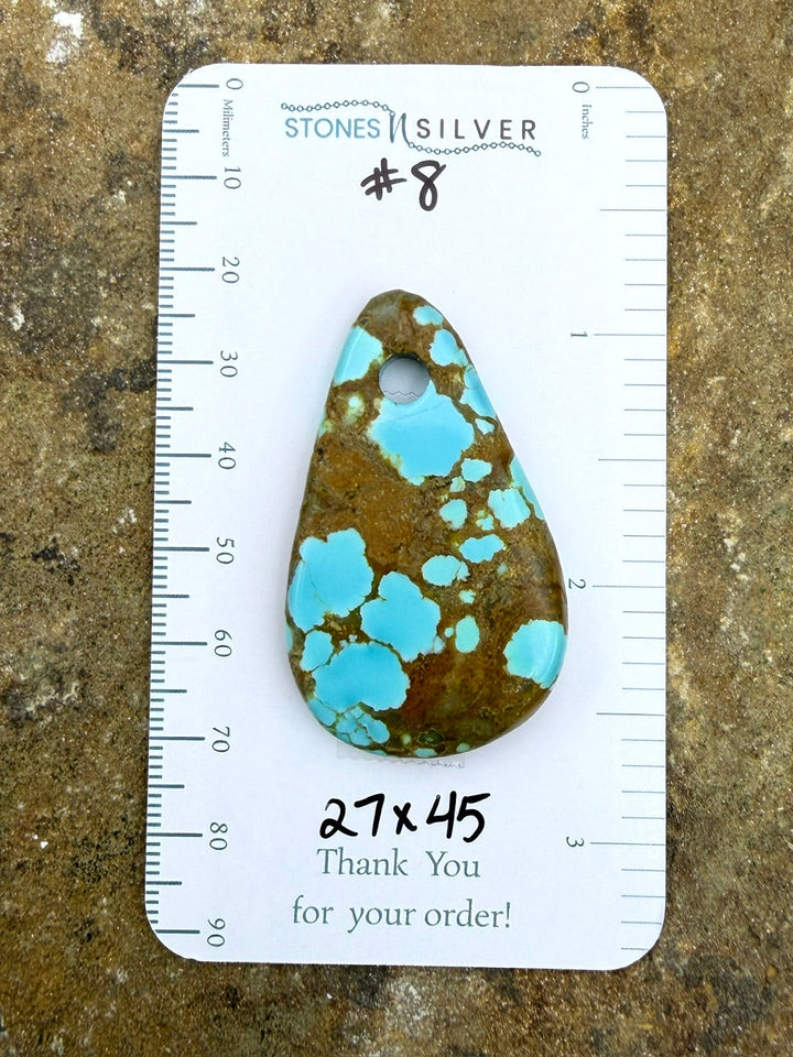 RARE Number 8 Turquoise (Nevada) (Large Hole) Focal Pendant