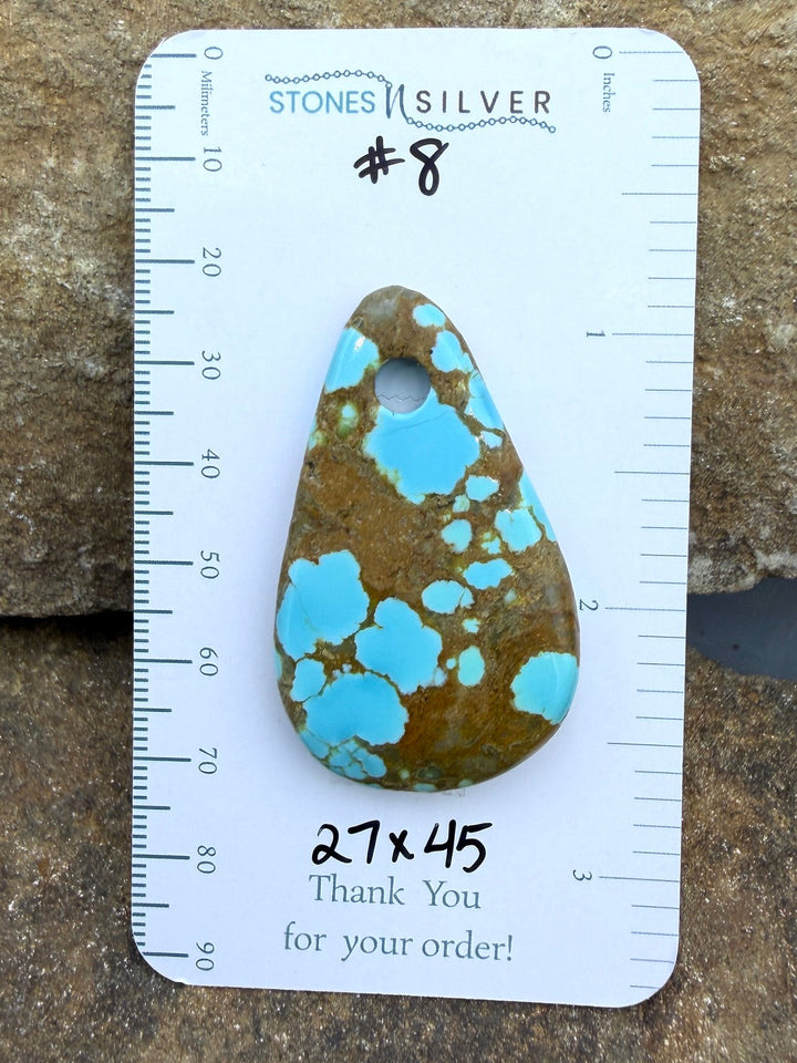 RARE Number 8 Turquoise (Nevada) (Large Hole) Focal Pendant