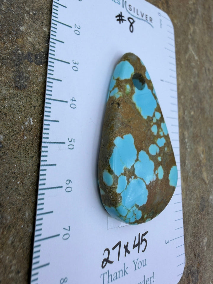 RARE Number 8 Turquoise (Nevada) (Large Hole) Focal Pendant