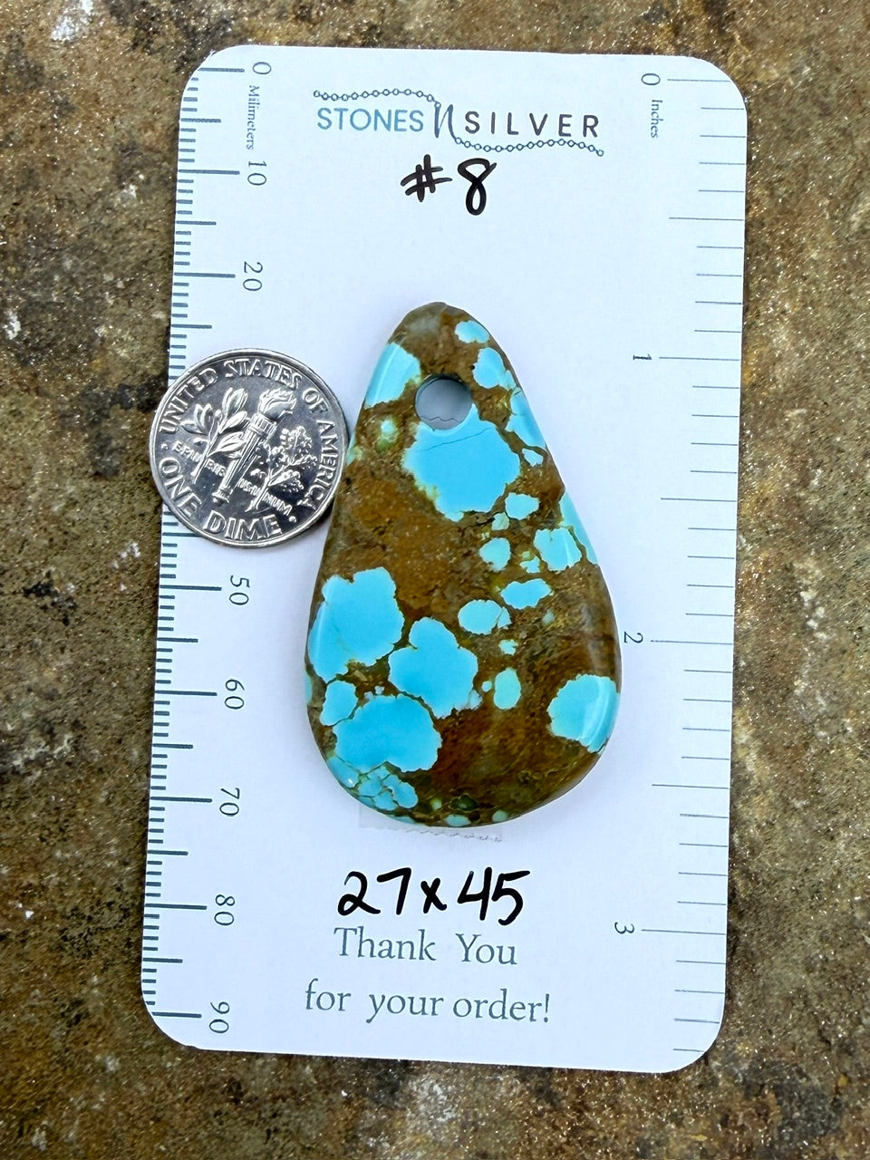 RARE Number 8 Turquoise (Nevada) (Large Hole) Focal Pendant