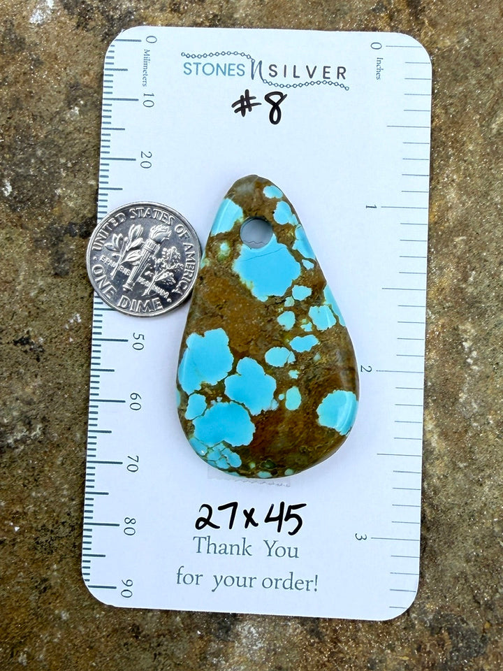 RARE Number 8 Turquoise (Nevada) (Large Hole) Focal Pendant