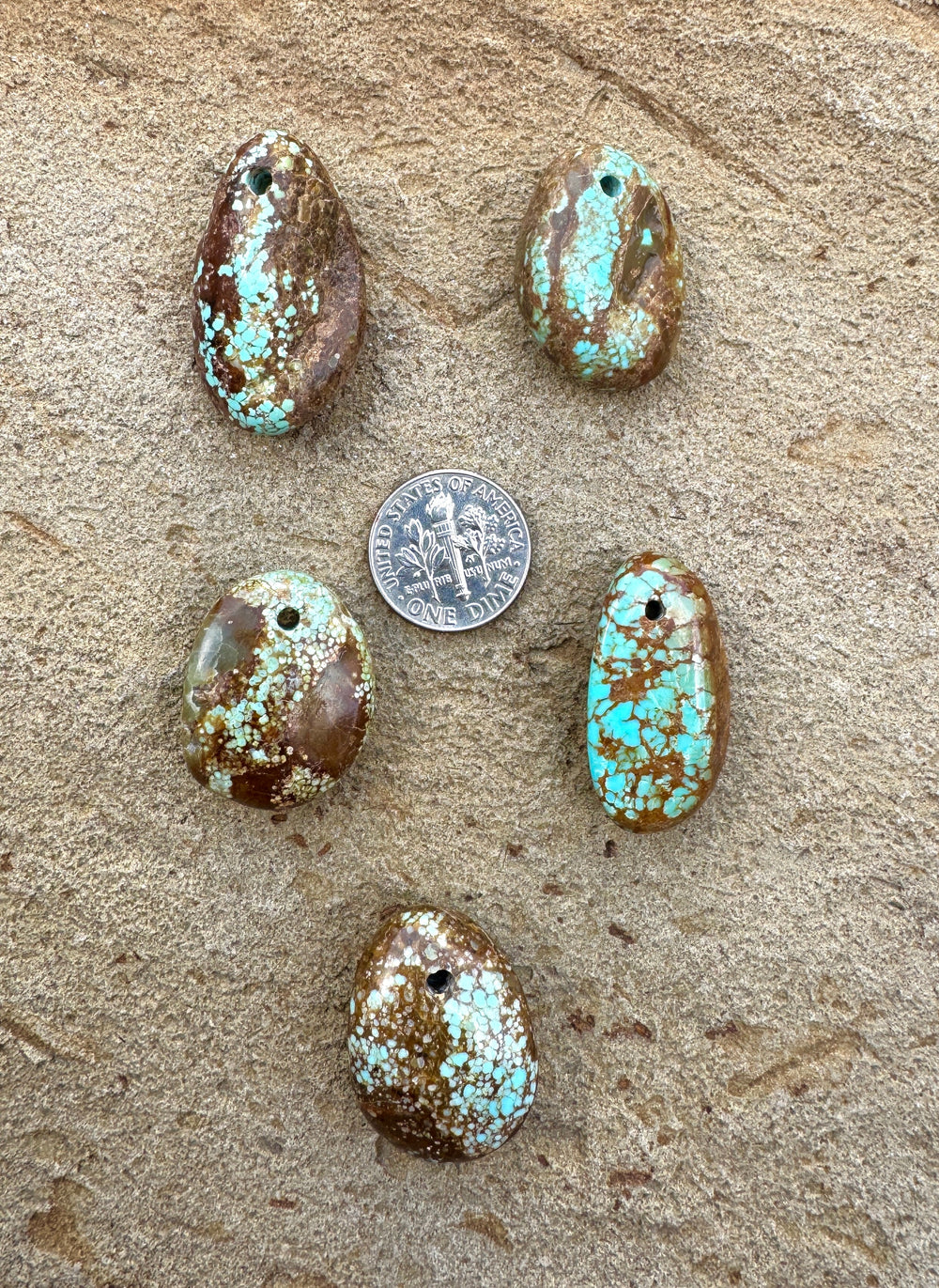 RARE Number 8 Turquoise (Nevada) Large Hole Focal Pendant