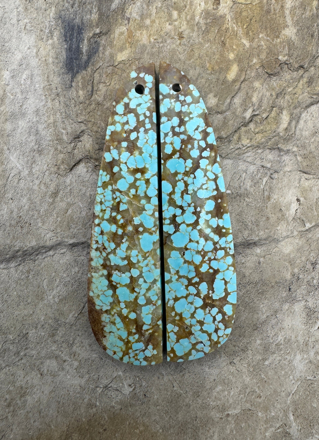 RARE Number 8 Turquoise (Nevada) Long Matching Earring Slab