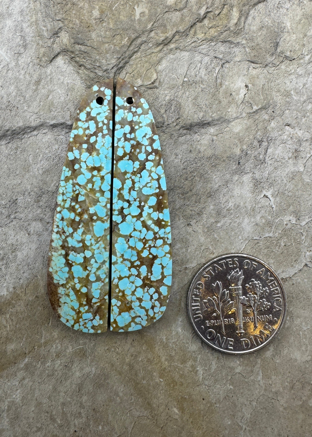 RARE Number 8 Turquoise (Nevada) Long Matching Earring Slab