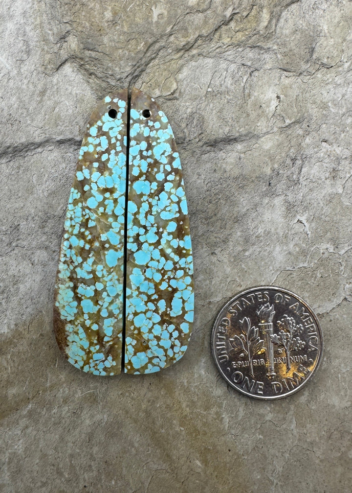RARE Number 8 Turquoise (Nevada) Long Matching Earring Slab