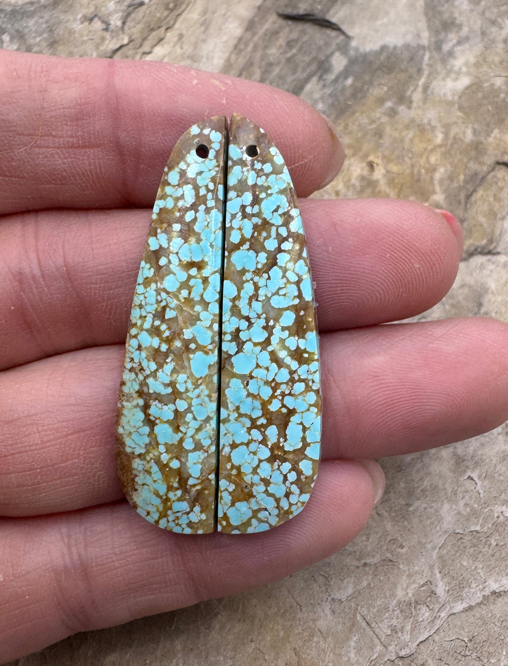 RARE Number 8 Turquoise (Nevada) Long Matching Earring Slab