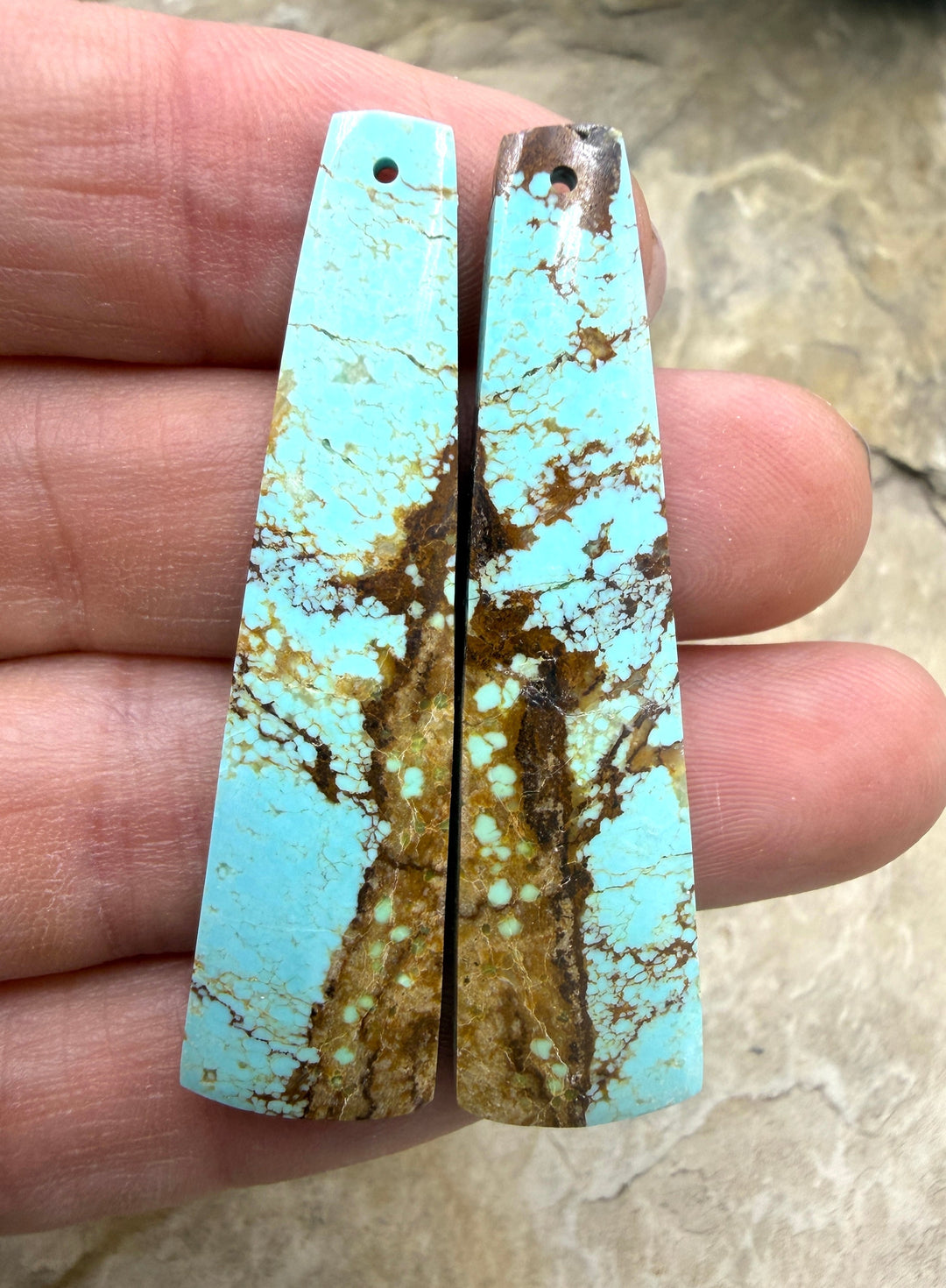 RARE Number 8 Turquoise (Nevada) LONG Matching Earring Slab