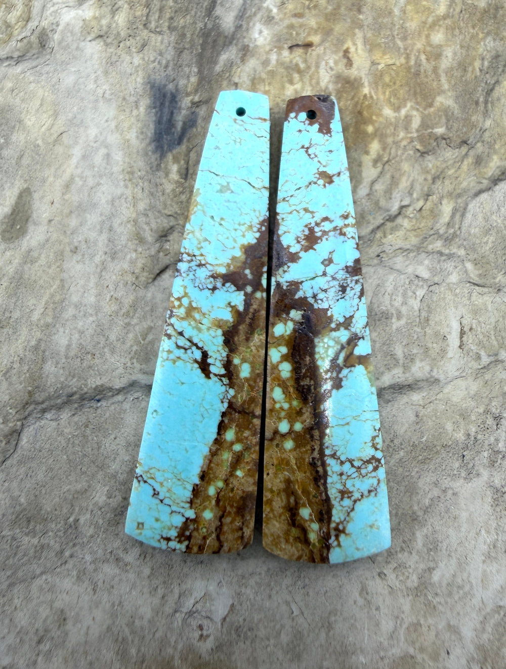 RARE Number 8 Turquoise (Nevada) LONG Matching Earring Slab
