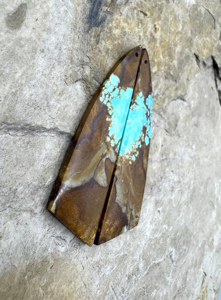 RARE Number 8 Turquoise (Nevada) LONG Matching Earring Slab