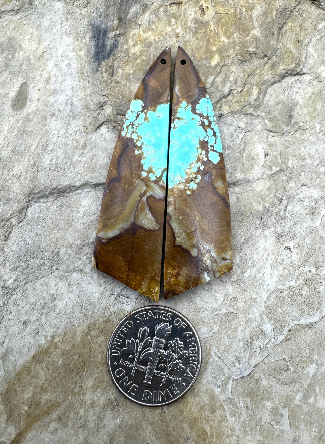 RARE Number 8 Turquoise (Nevada) LONG Matching Earring Slab