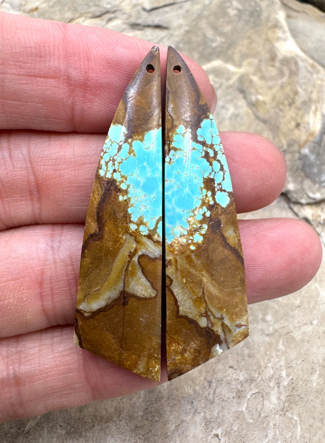 RARE Number 8 Turquoise (Nevada) LONG Matching Earring Slab