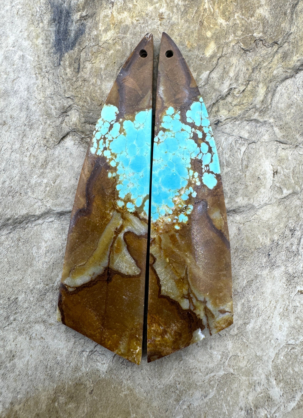 RARE Number 8 Turquoise (Nevada) LONG Matching Earring Slab