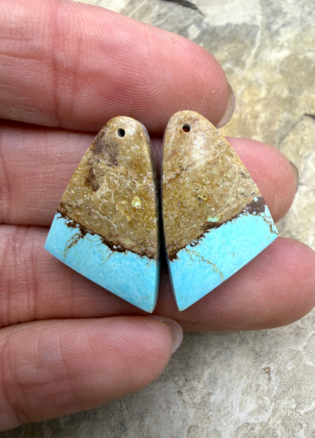 RARE Number 8 Turquoise (Nevada) LONG Matching Earring Slab
