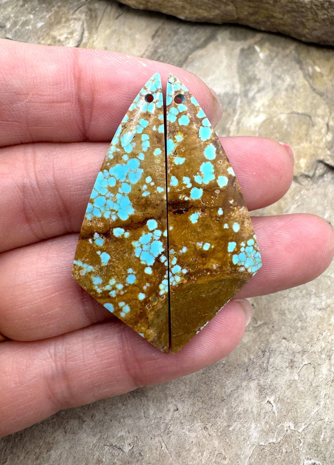 RARE Number 8 Turquoise (Nevada) Long Matching Earring Slab