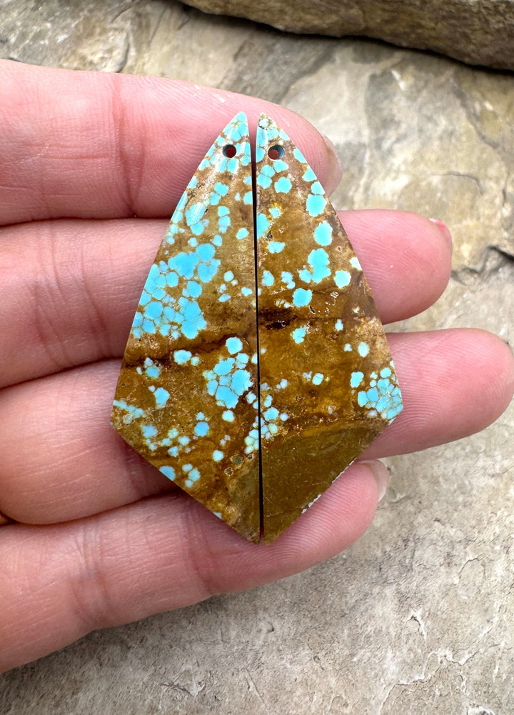 RARE Number 8 Turquoise (Nevada) Long Matching Earring Slab