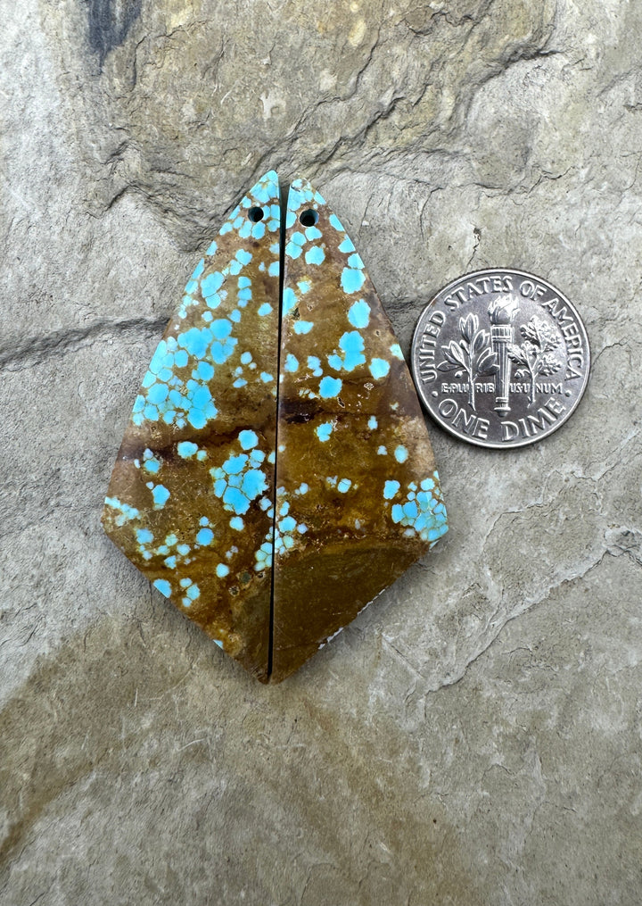 RARE Number 8 Turquoise (Nevada) Long Matching Earring Slab
