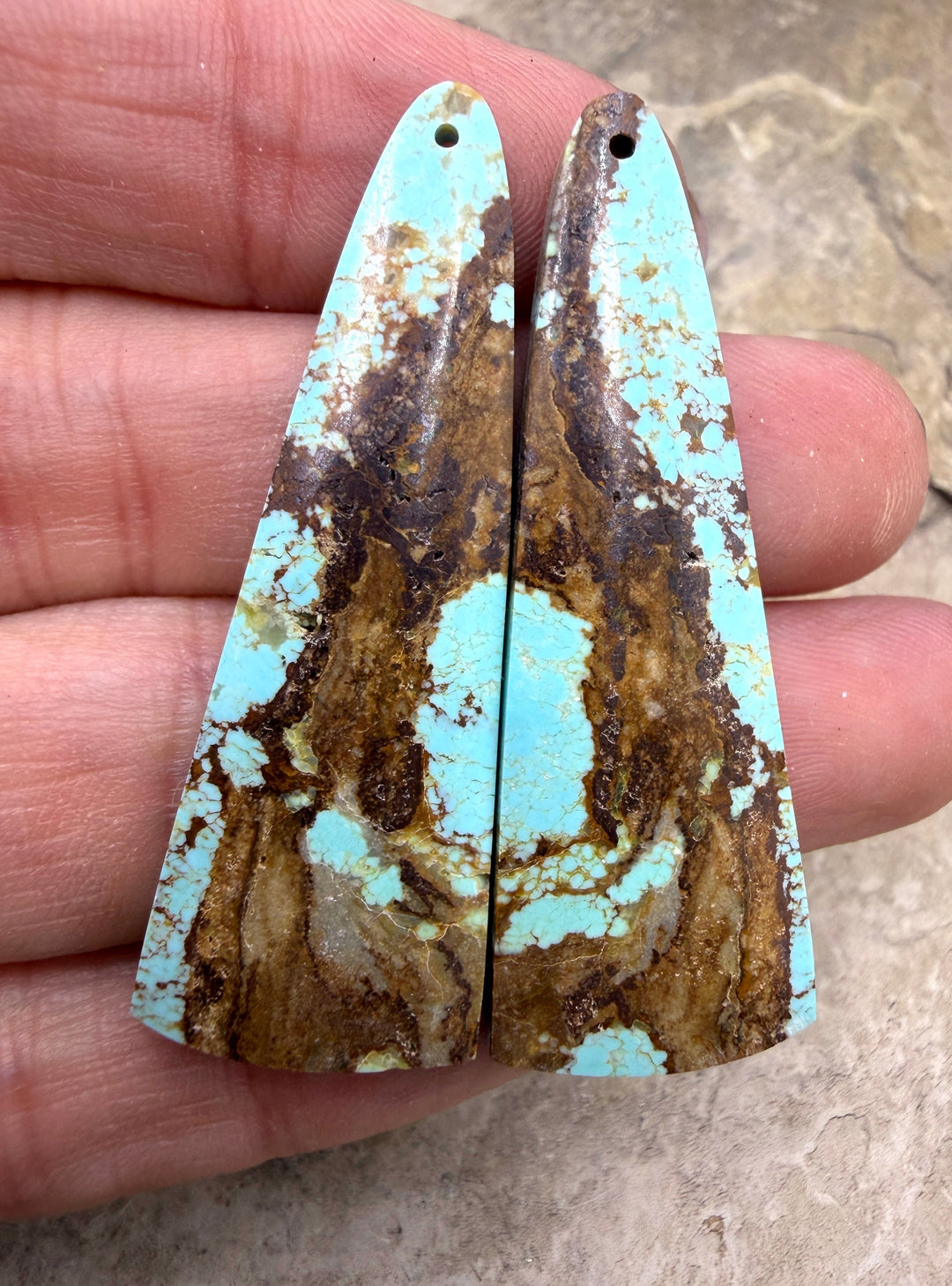 RARE Number 8 Turquoise (Nevada) LONG Matching Earring Slab