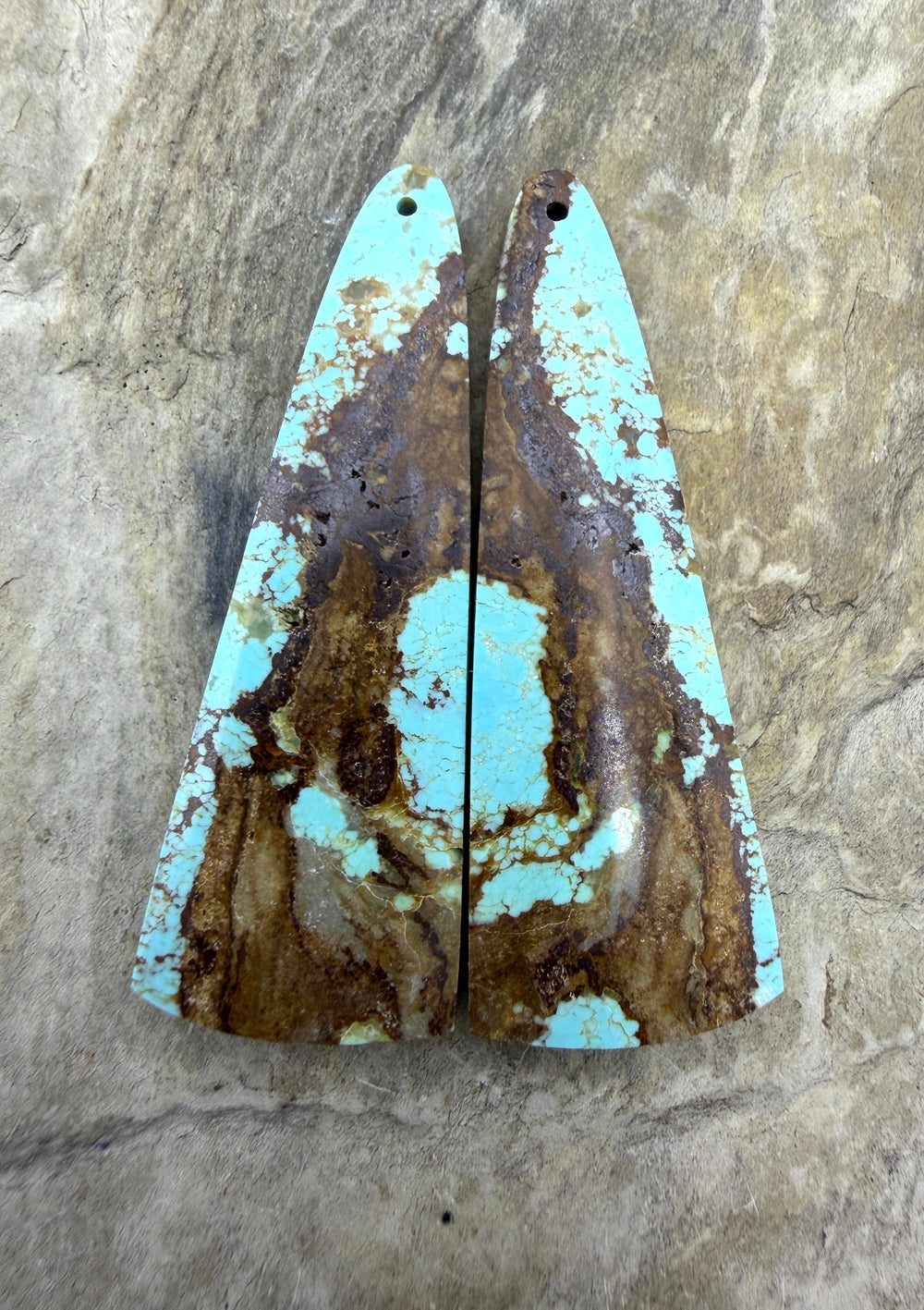 RARE Number 8 Turquoise (Nevada) LONG Matching Earring Slab