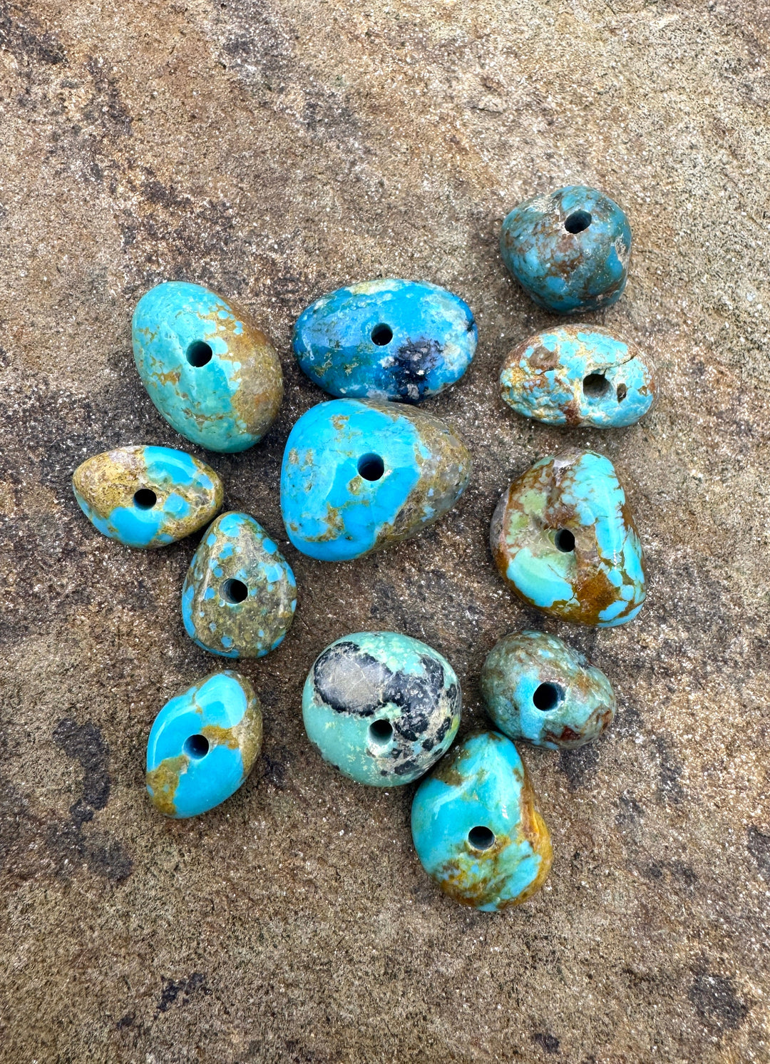 RARE Number 8 Turquoise (Nevada) LOT of 12 Large Hole Beads