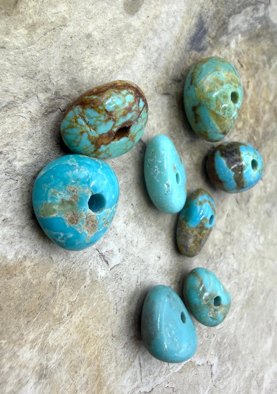 RARE Number 8 Turquoise (Nevada) LOT of 8 Large Hole (2mm)
