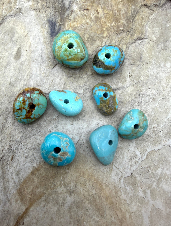 RARE Number 8 Turquoise (Nevada) LOT of 8 Large Hole (2mm)