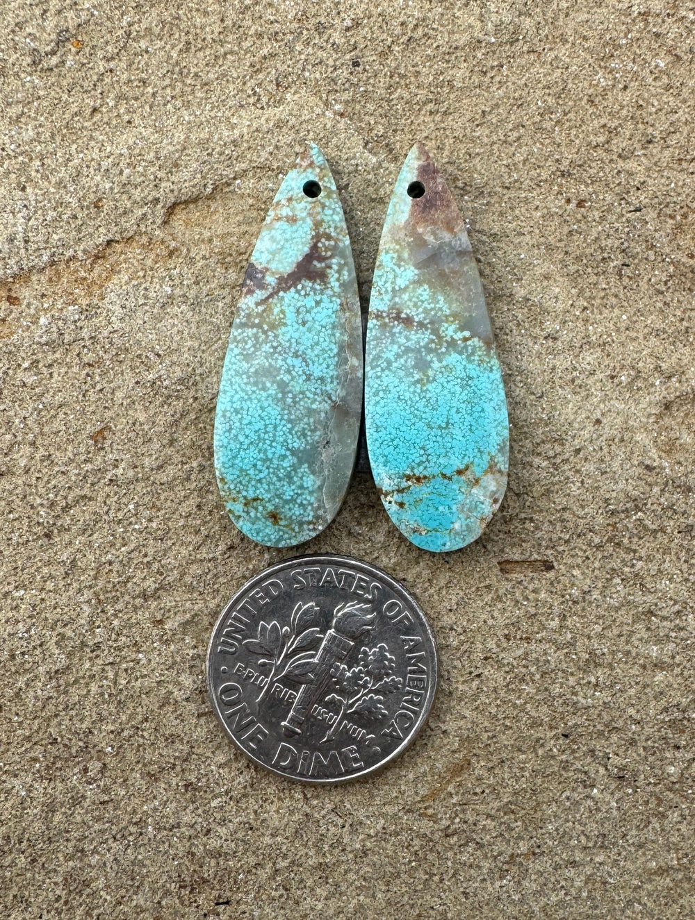 RARE Number 8 Turquoise (Nevada) Matching Earring Slab Bead