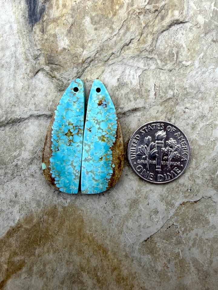 RARE Number 8 Turquoise (Nevada) Matching Earring Slab Bead