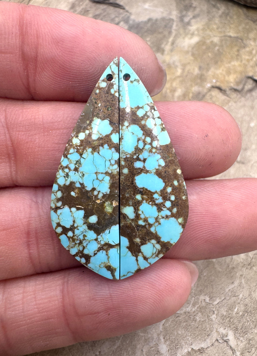 RARE Number 8 Turquoise (Nevada) Matching Earring Slab Bead