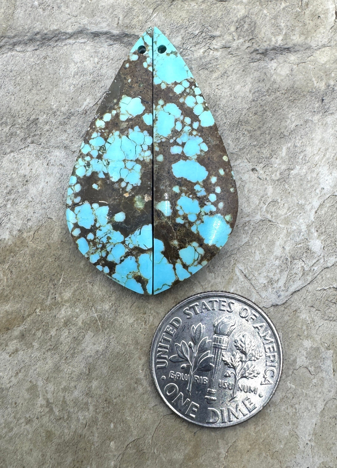 RARE Number 8 Turquoise (Nevada) Matching Earring Slab Bead