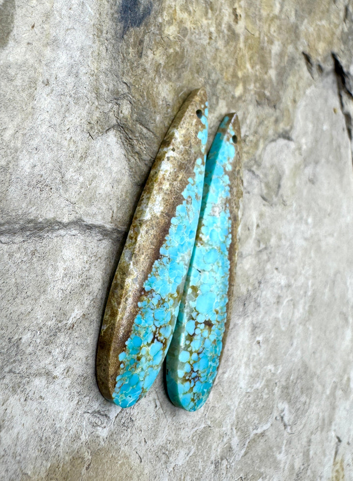 RARE Number 8 Turquoise (Nevada) Matching Earring Slab Bead