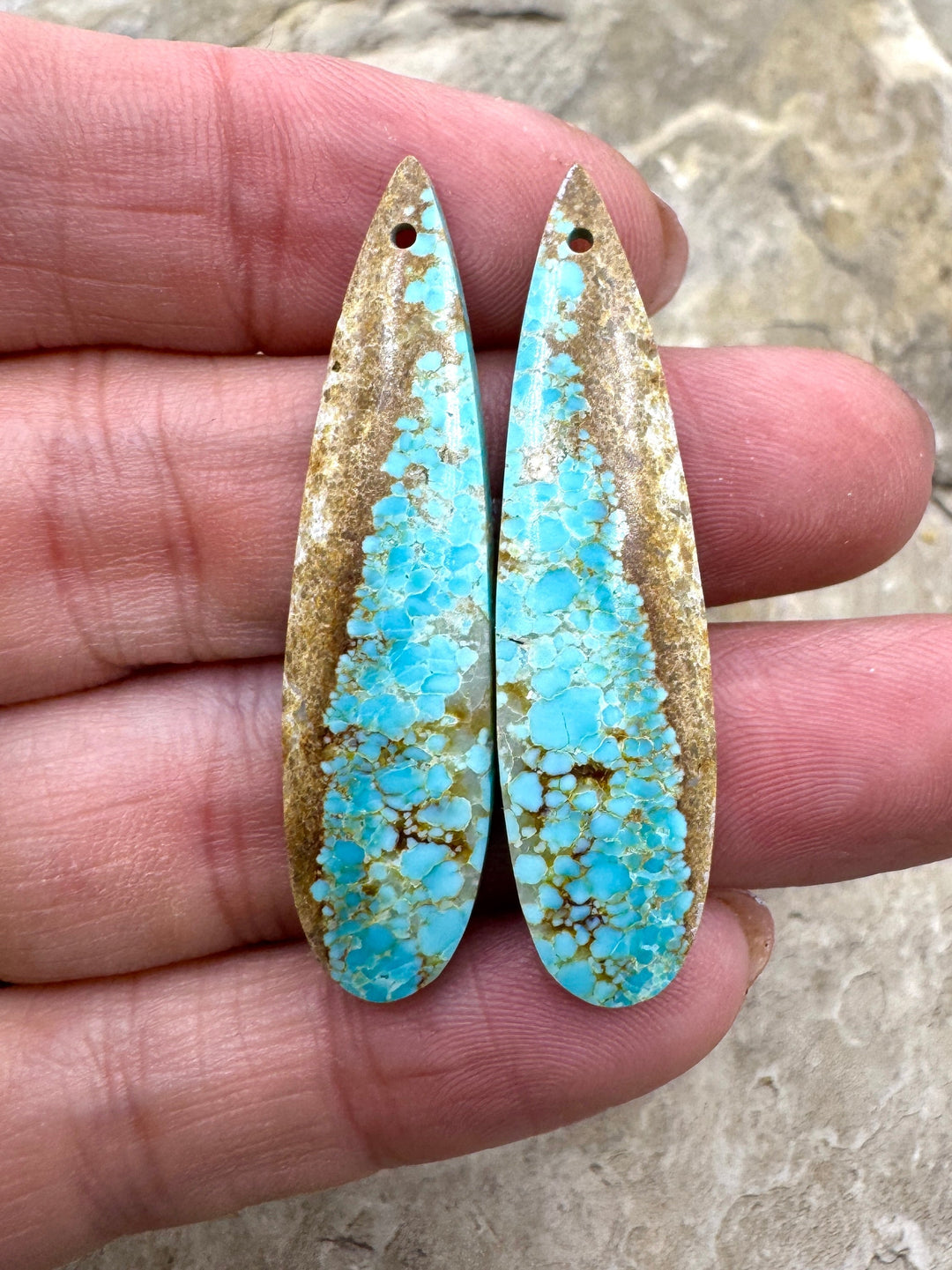 RARE Number 8 Turquoise (Nevada) Matching Earring Slab Bead