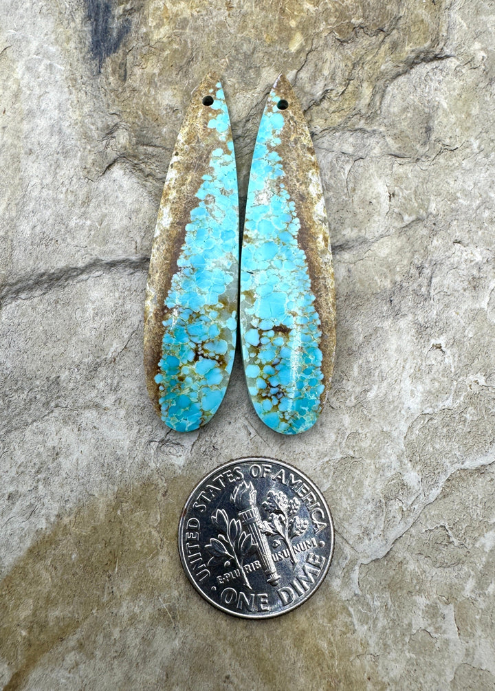 RARE Number 8 Turquoise (Nevada) Matching Earring Slab Bead