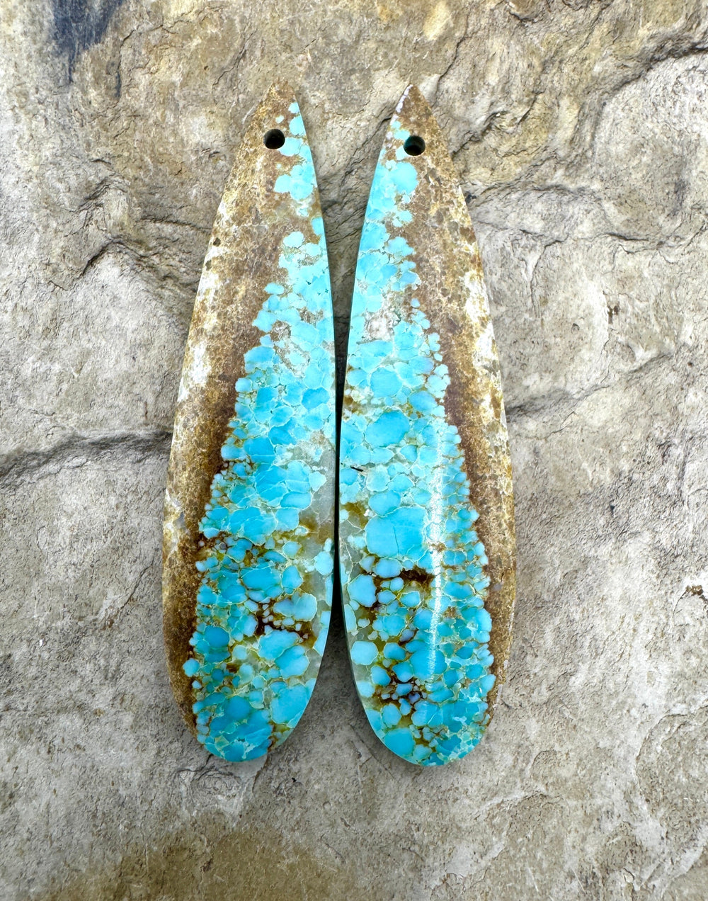 RARE Number 8 Turquoise (Nevada) Matching Earring Slab Bead