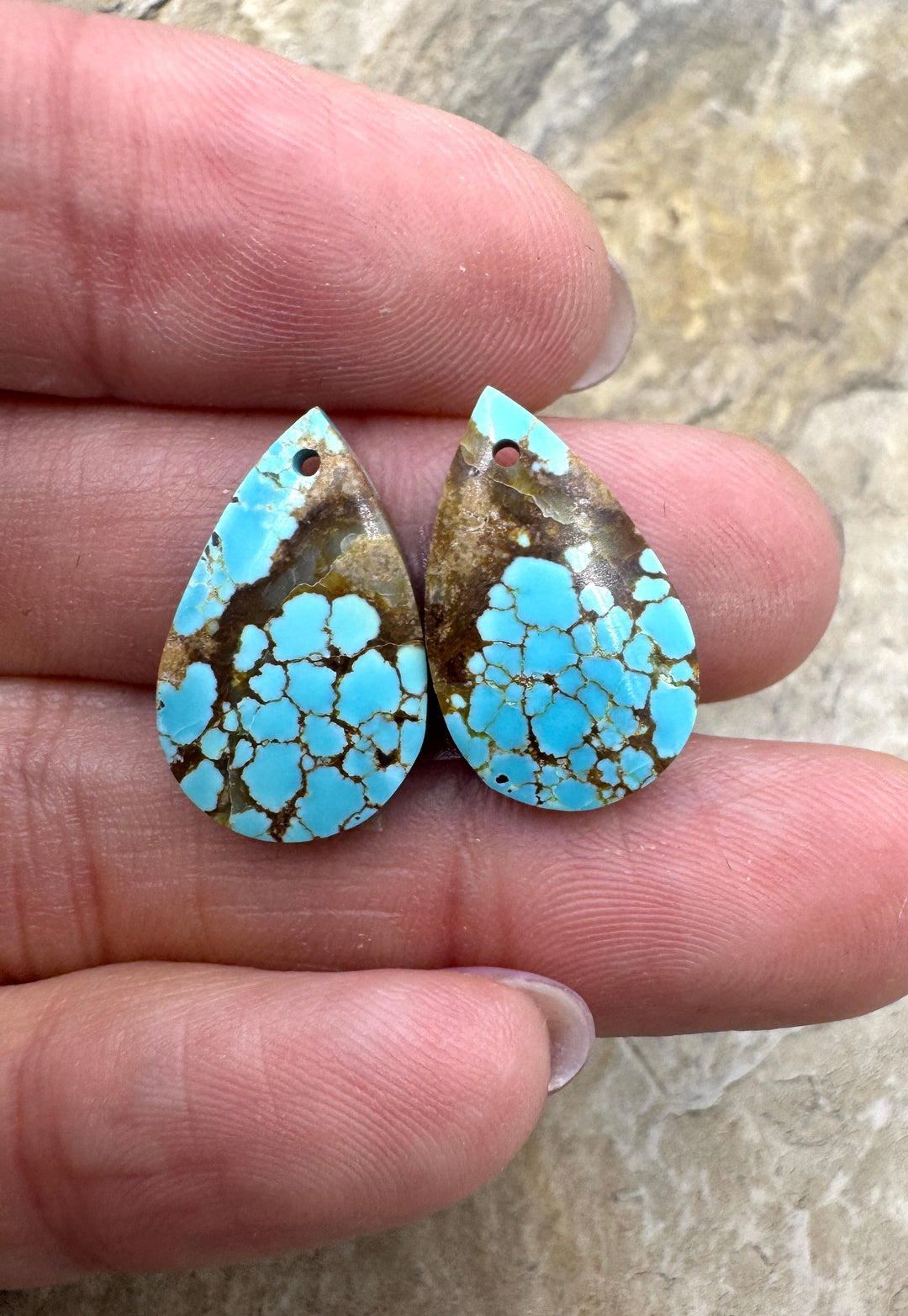 RARE Number 8 Turquoise (Nevada) Matching Earring Slab Bead