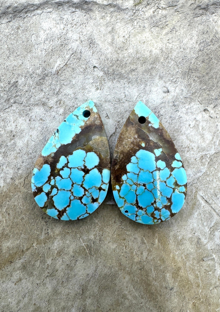 RARE Number 8 Turquoise (Nevada) Matching Earring Slab Bead