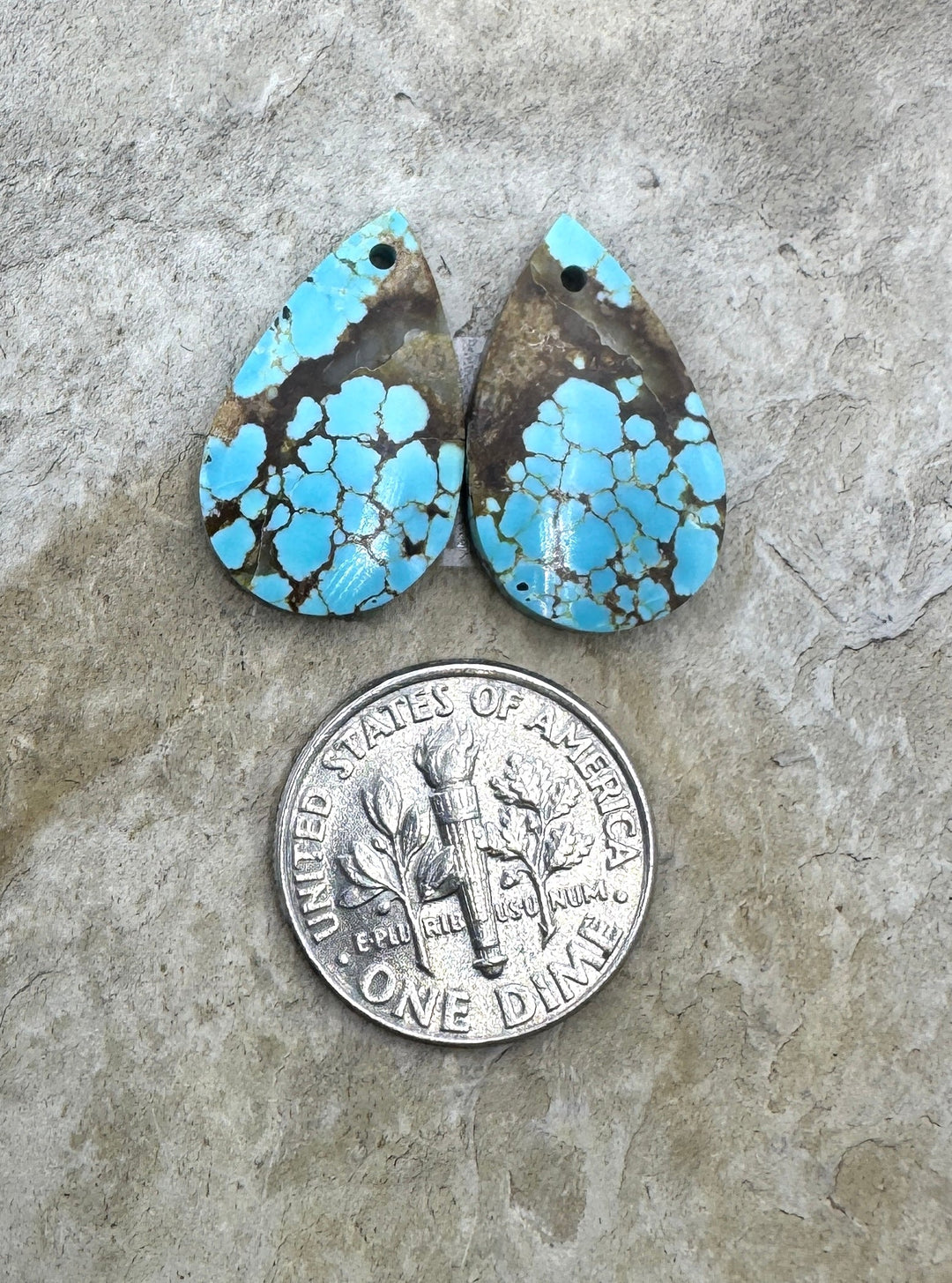 RARE Number 8 Turquoise (Nevada) Matching Earring Slab Bead