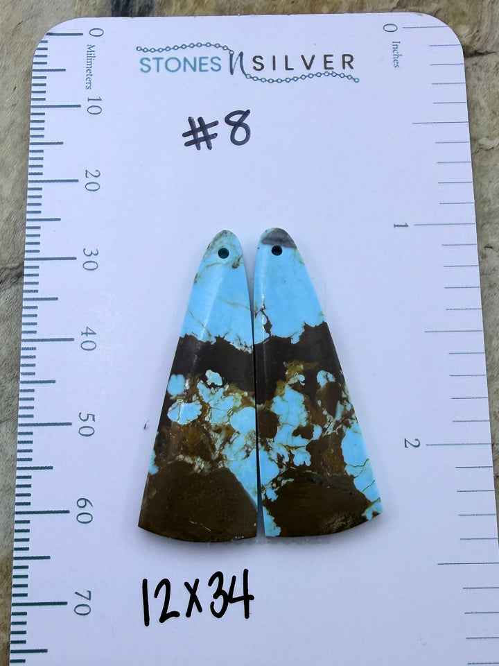 RARE Number 8 Turquoise (Nevada) Matching Earring Slab Bead