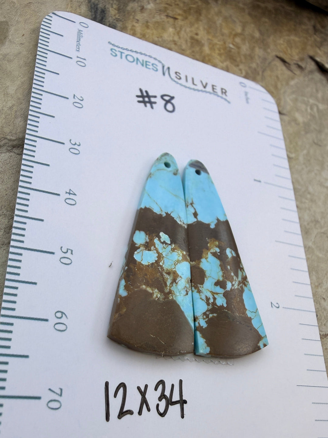 RARE Number 8 Turquoise (Nevada) Matching Earring Slab Bead