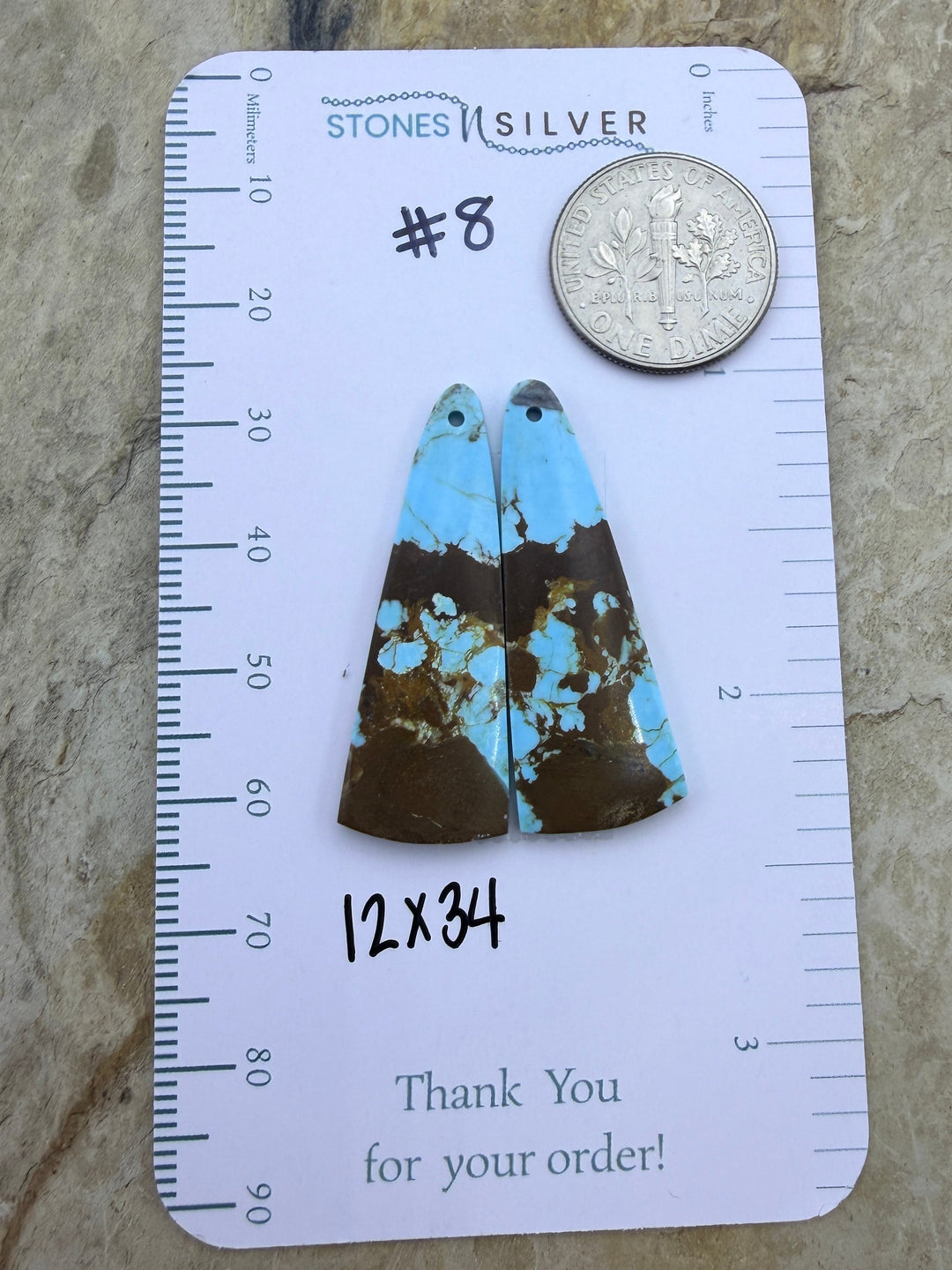 RARE Number 8 Turquoise (Nevada) Matching Earring Slab Bead