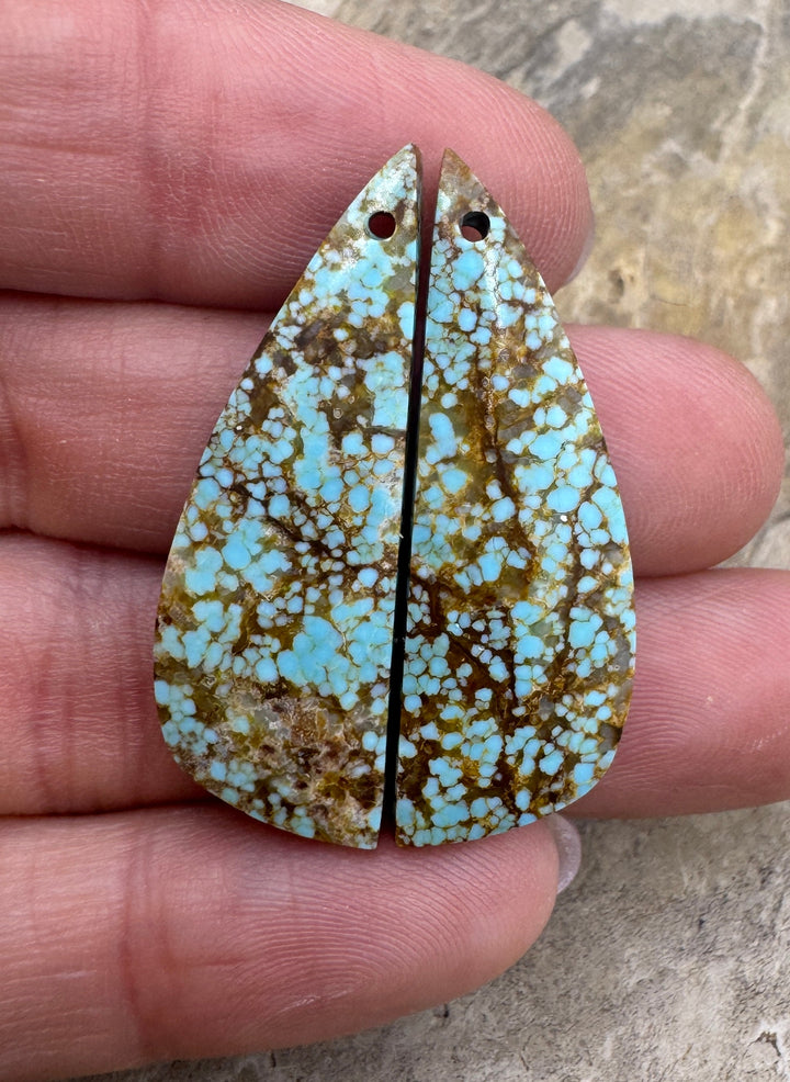 RARE Number 8 Turquoise (Nevada) Matching Earring Slab Bead