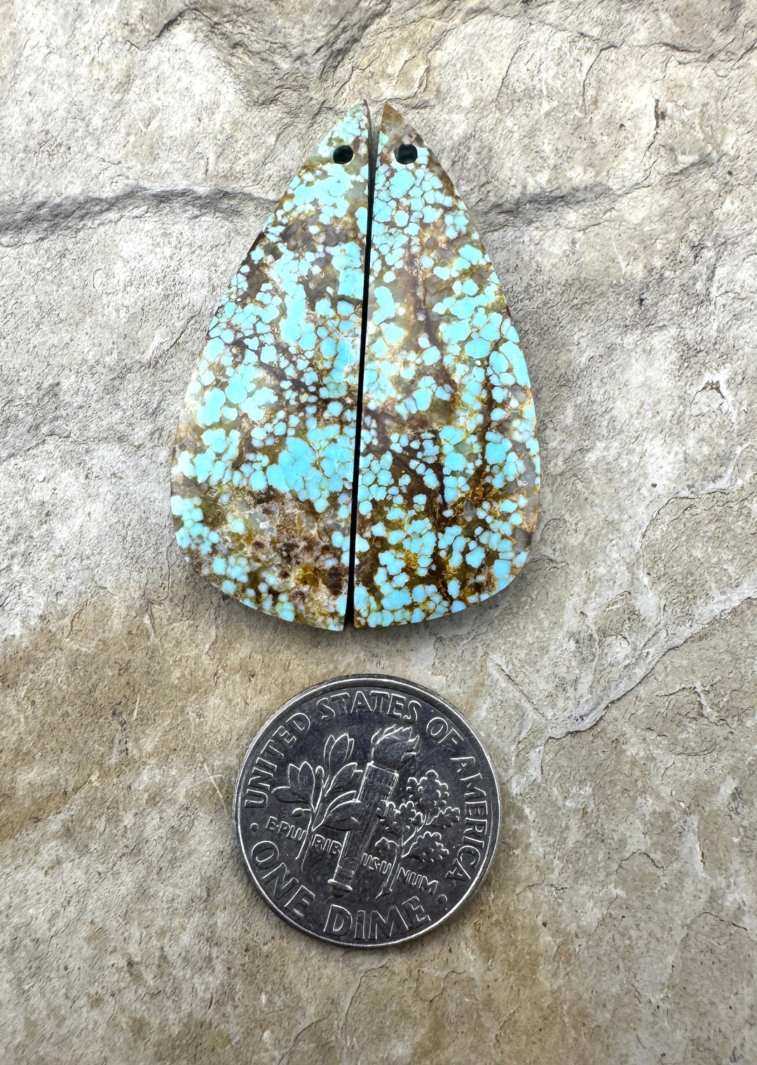 RARE Number 8 Turquoise (Nevada) Matching Earring Slab Bead