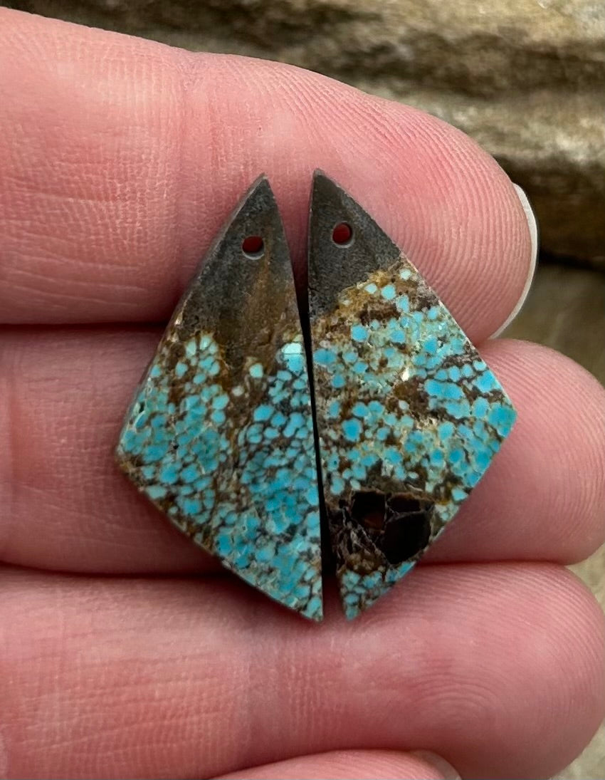 RARE Number 8 Turquoise (Nevada) Matching Earring Slab Bead