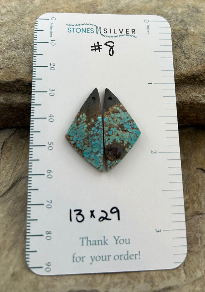 RARE Number 8 Turquoise (Nevada) Matching Earring Slab Bead