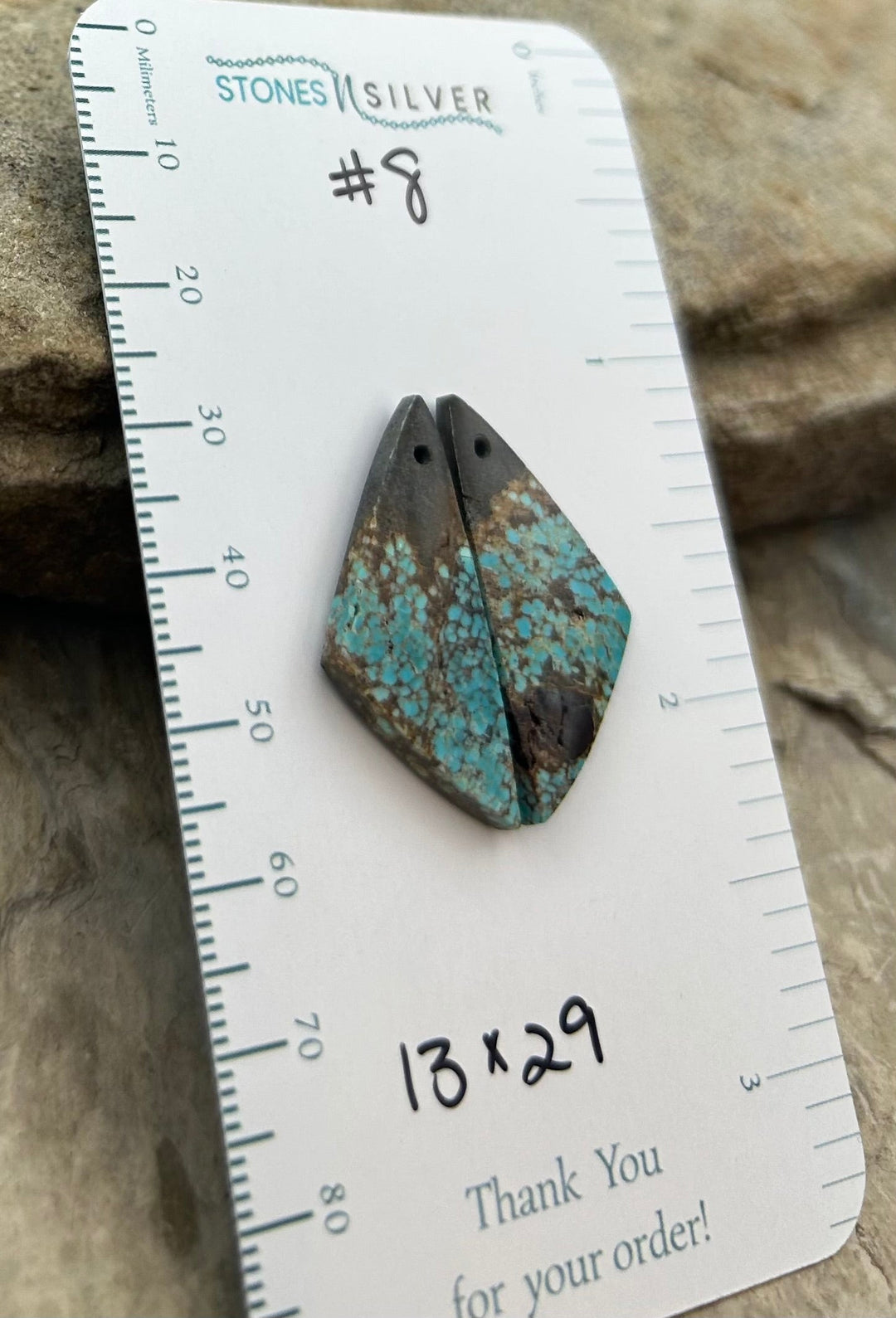 RARE Number 8 Turquoise (Nevada) Matching Earring Slab Bead