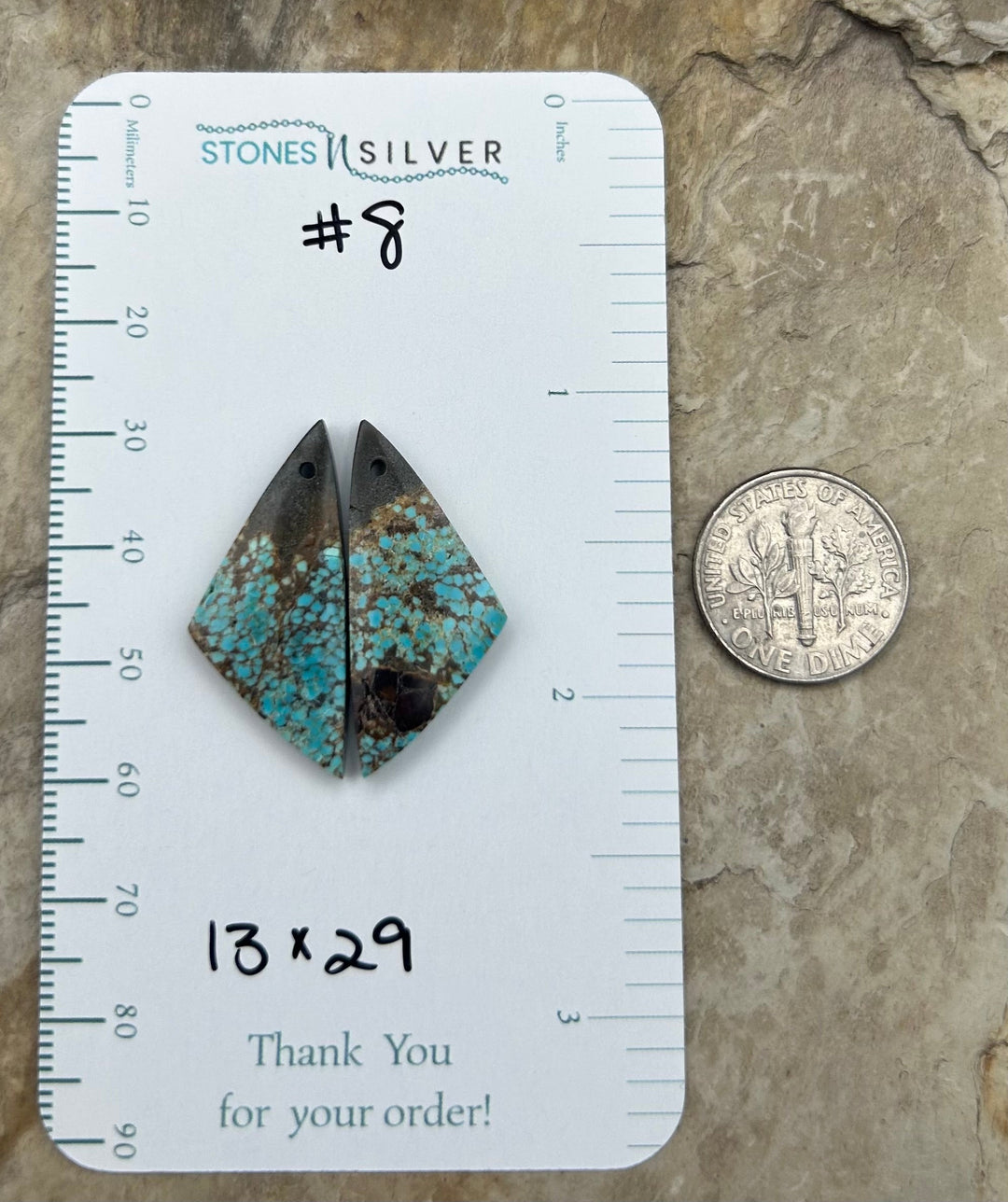 RARE Number 8 Turquoise (Nevada) Matching Earring Slab Bead