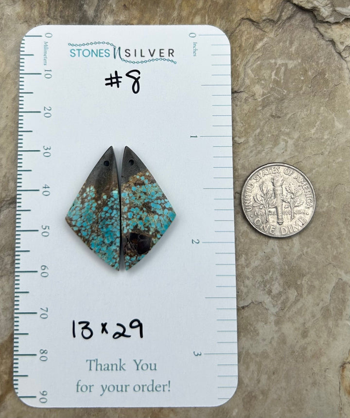RARE Number 8 Turquoise (Nevada) Matching Earring Slab Bead
