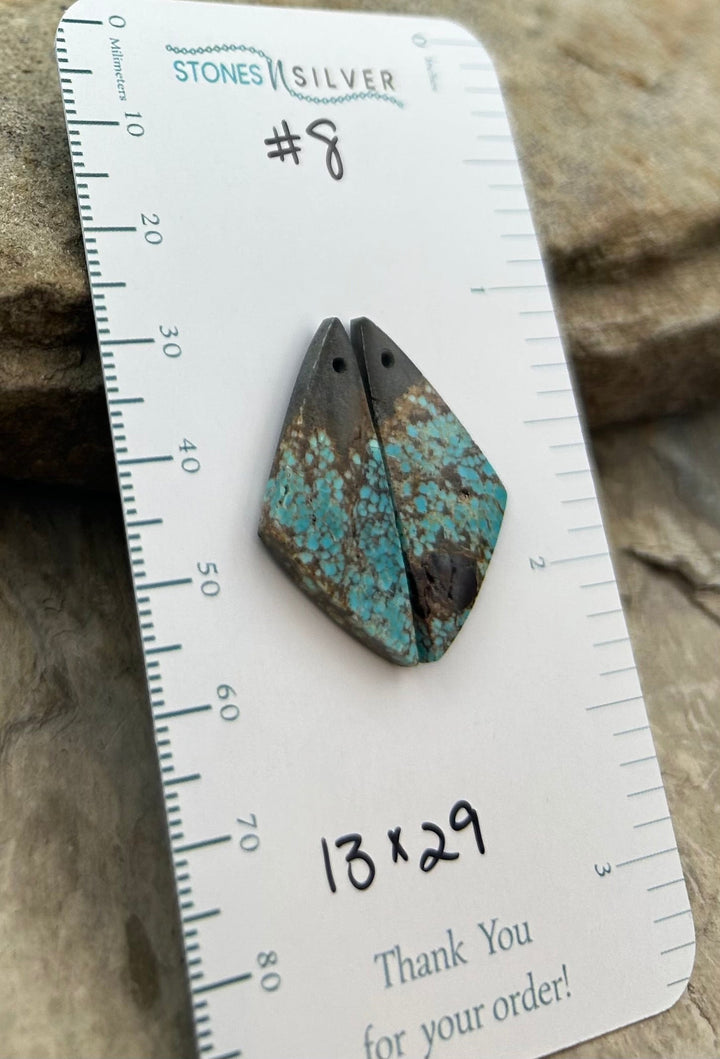 RARE Number 8 Turquoise (Nevada) Matching Earring Slab Bead